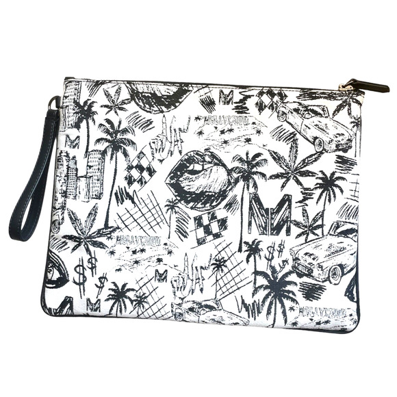 MARCELL VON BERLIN Black Cream "Los Angeles At Night" Wristlet Clutch Bag NWT - Picture 7 of 11